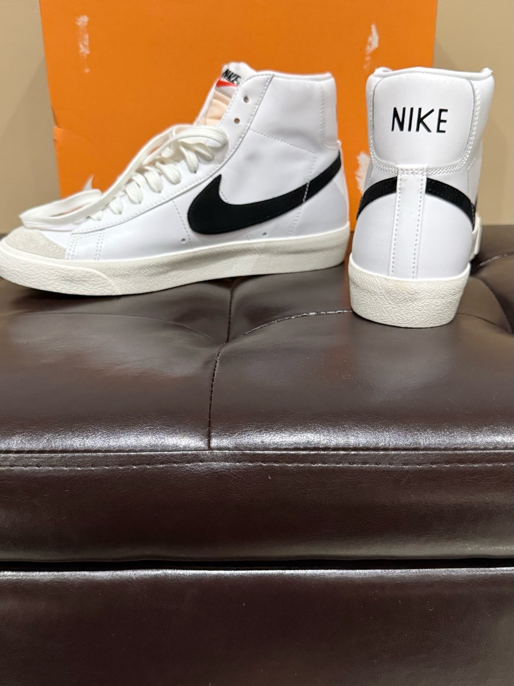 Nike White and Black Blazer Mid '77 Sneakers